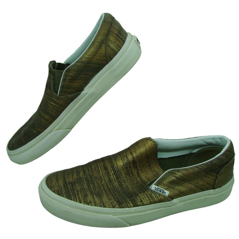 Vans Brushed Metallic Gold Skateboard Shoes Off the Wall Unisex Men 5.5/Wo's 7.0